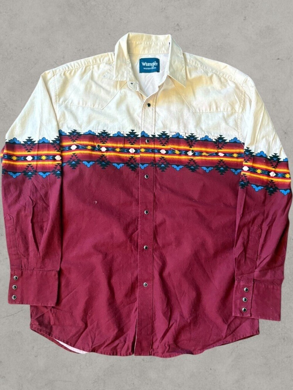 Vintage 90s Wrangeler Western Shirts Aztec Button Up Collared Mens Large Country